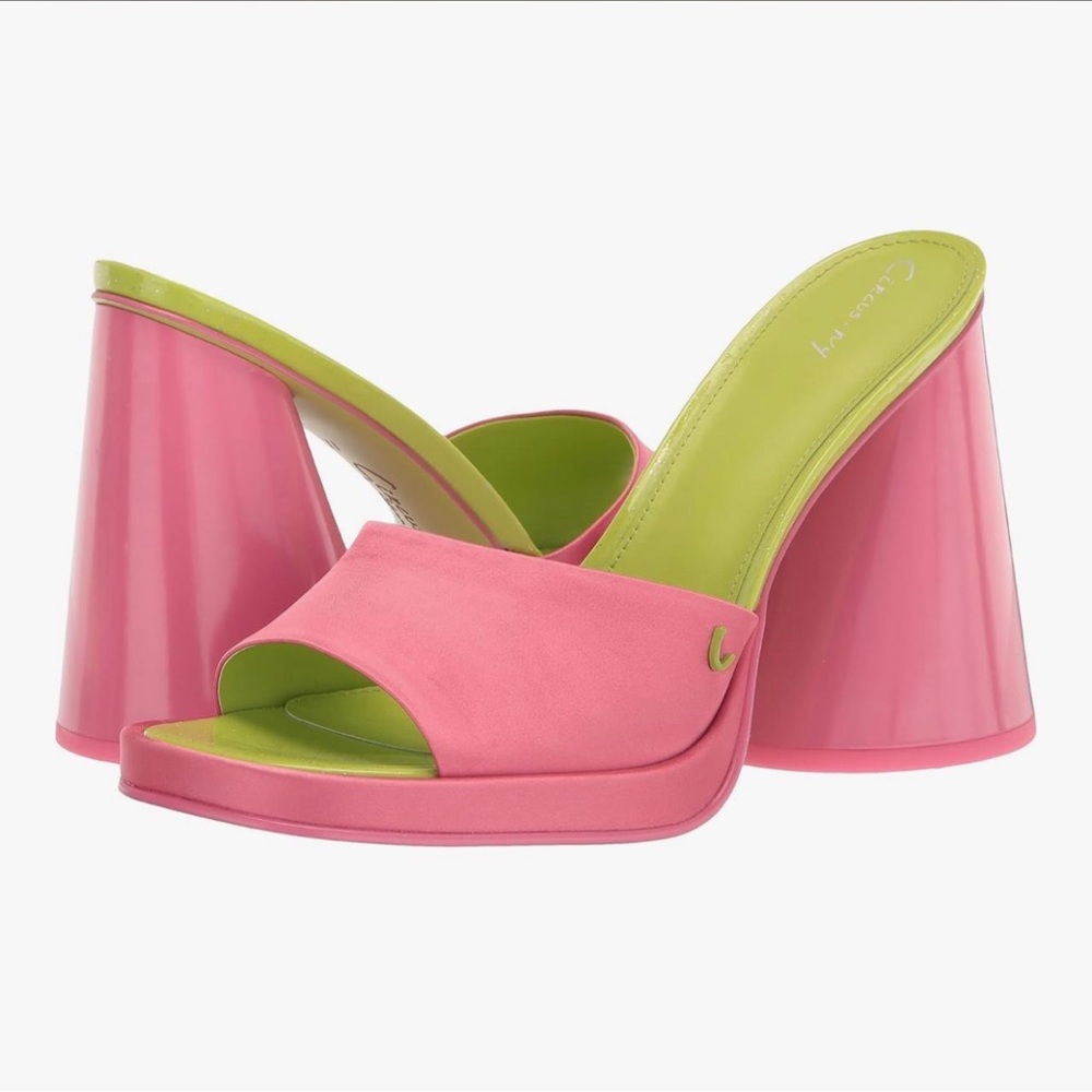 Circus by Sam Edelman Pink Slide Mules with Lime Insole